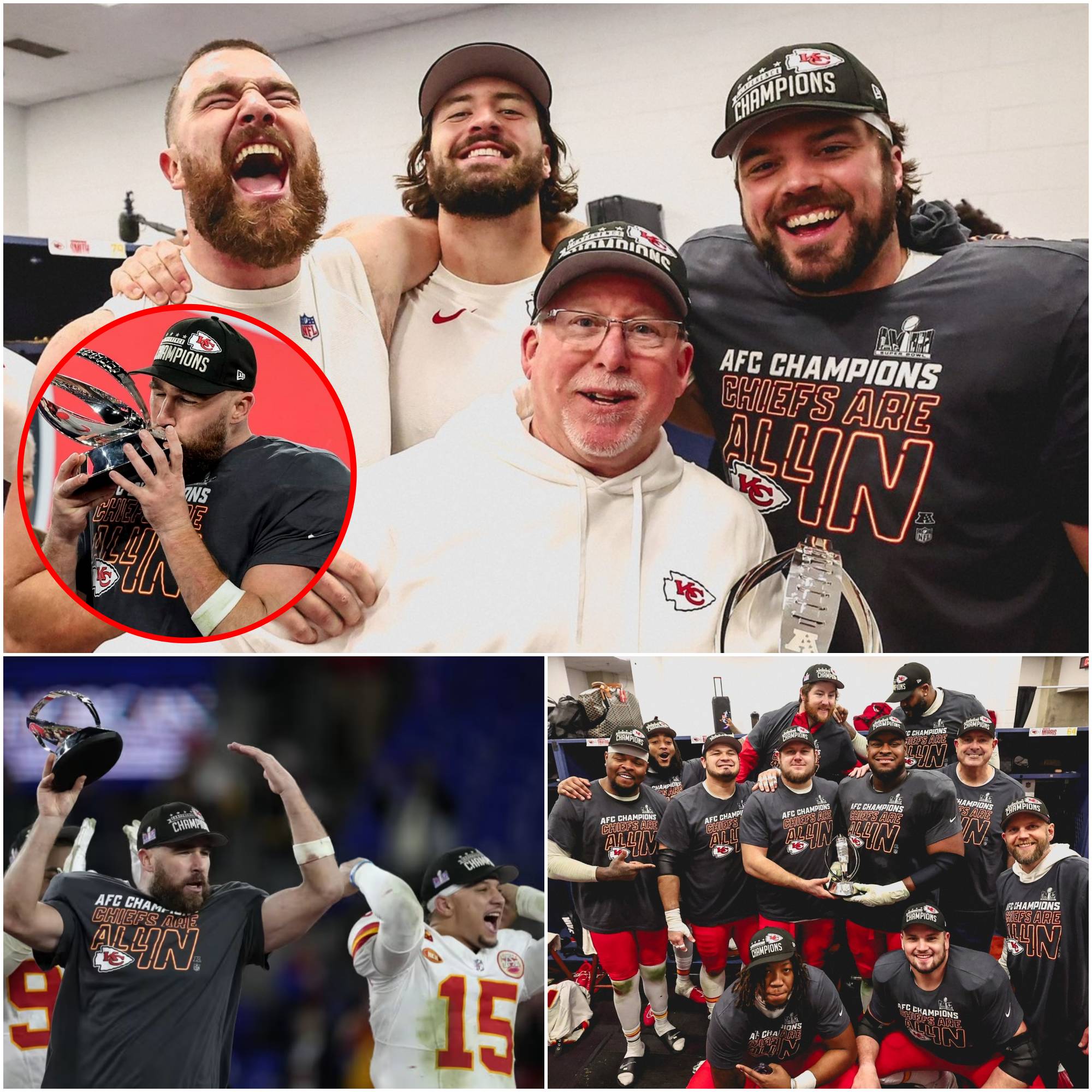 Travis Kelce leads Chiefs locker room celebrations after reaching the