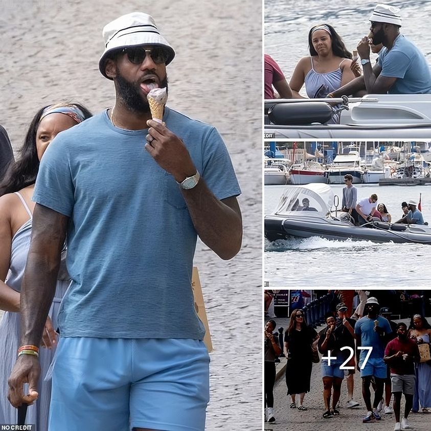 NBA legend LeBron James enjoys ice cream with his family on a luxury ...