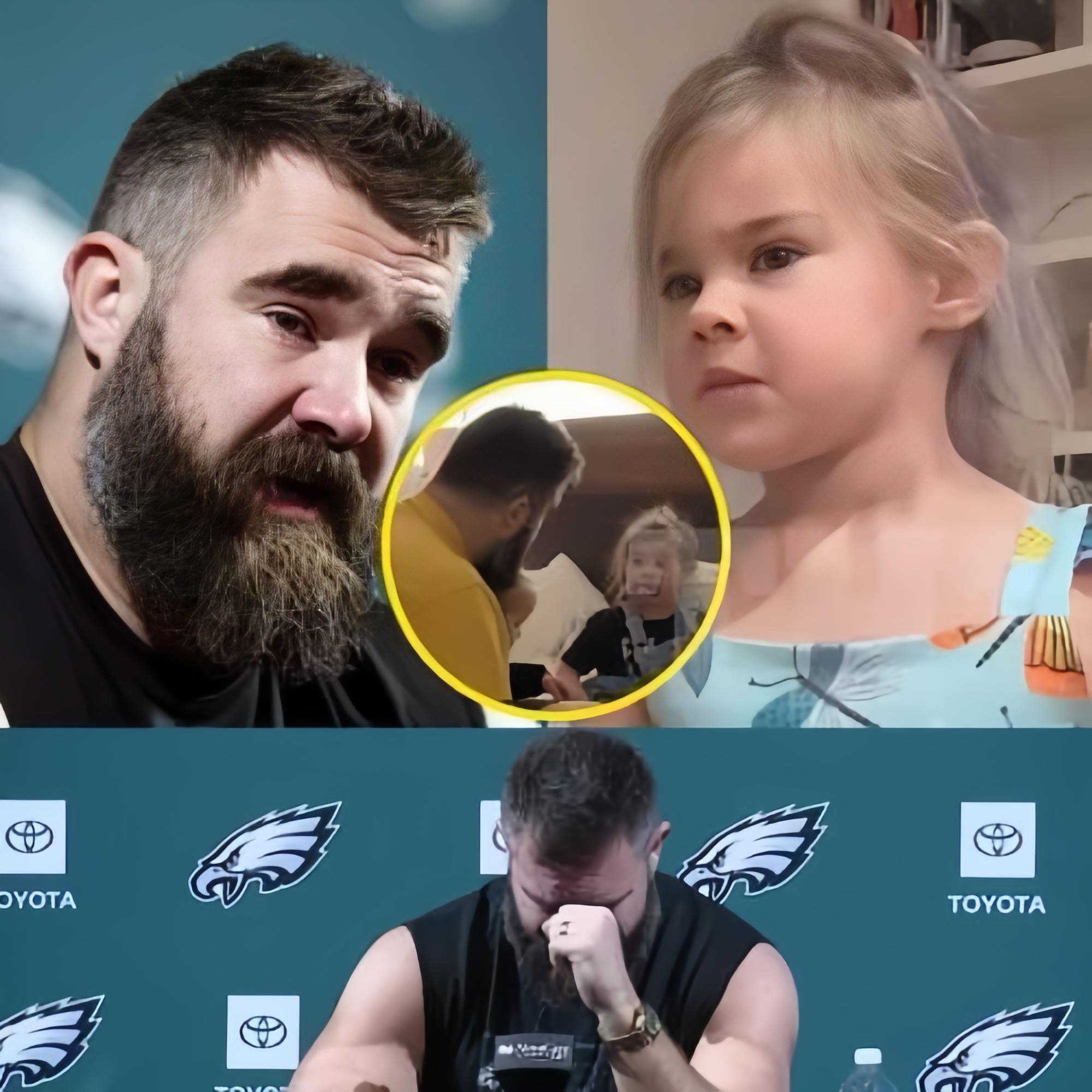 Watch News Jason Kelce daughter Wyatt reaction as dad cries announcing