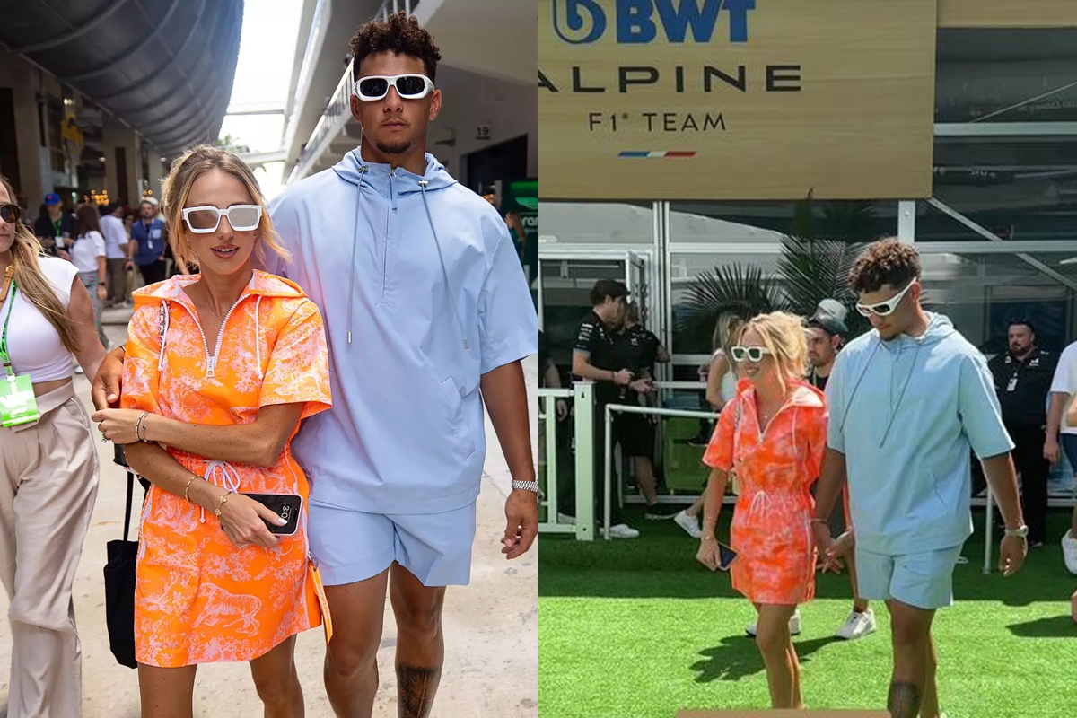 Patrick and Brittany Mahomes Wear Comfortable Clothes for the Miami F1