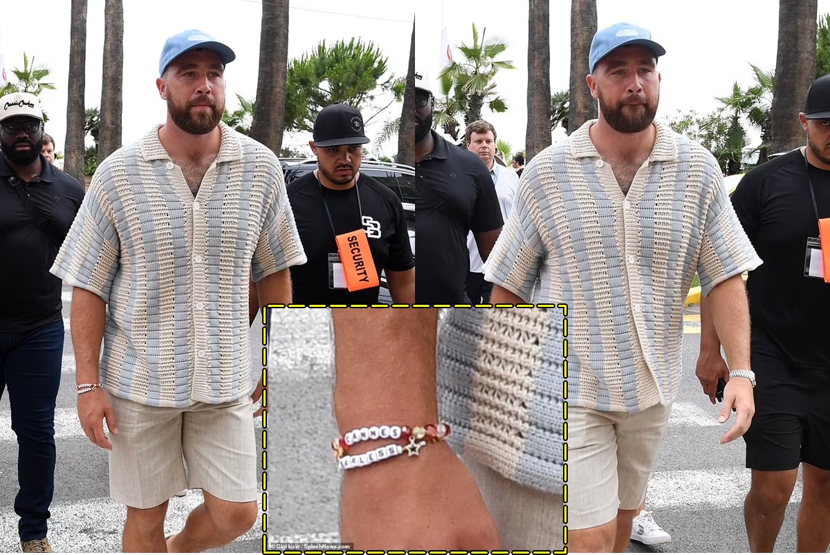 Travis Kelce wears a Fearless friendship bracelet at a Cannes Lions